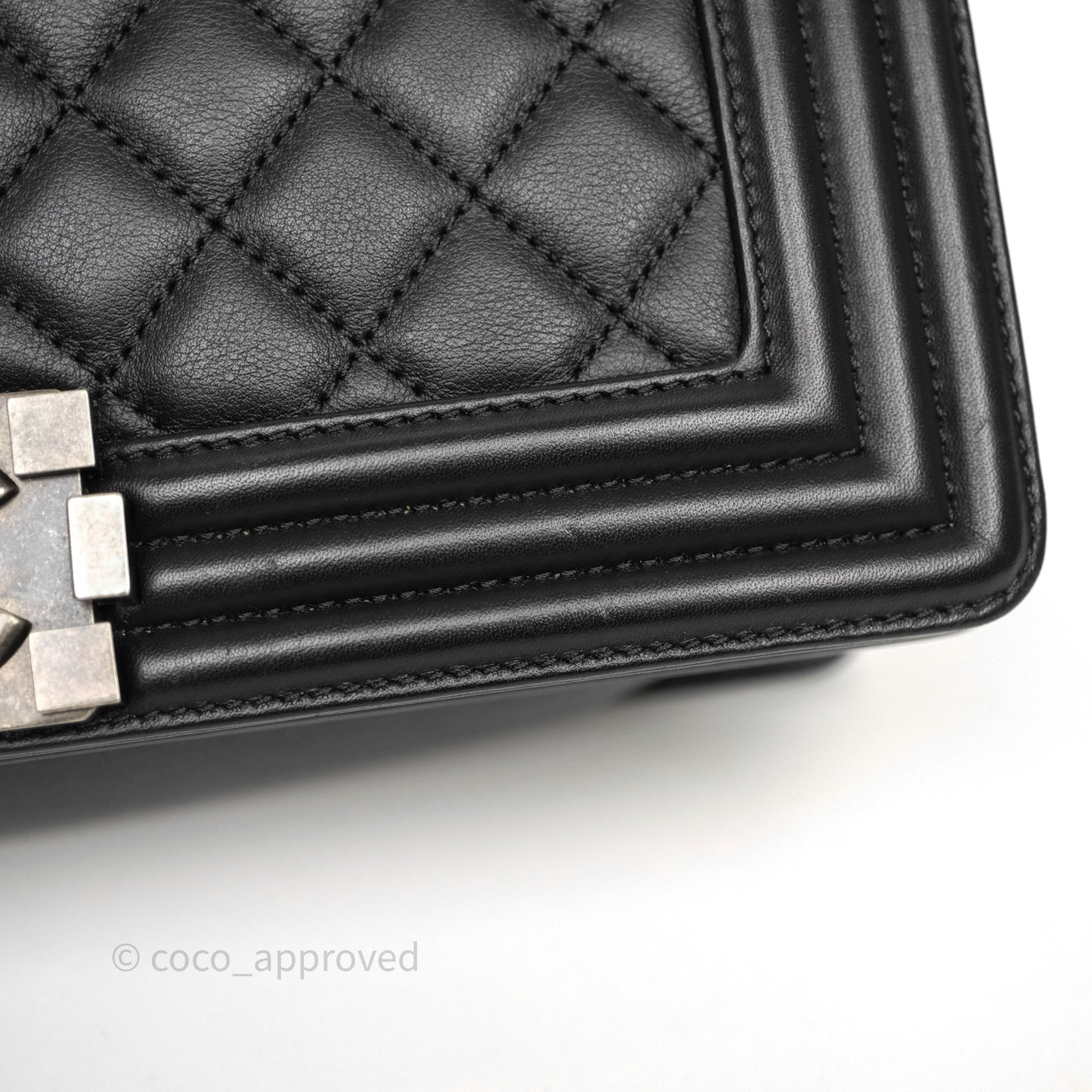 Chanel Quilted Medium Boy Black Calfskin Ruthenium Hardware