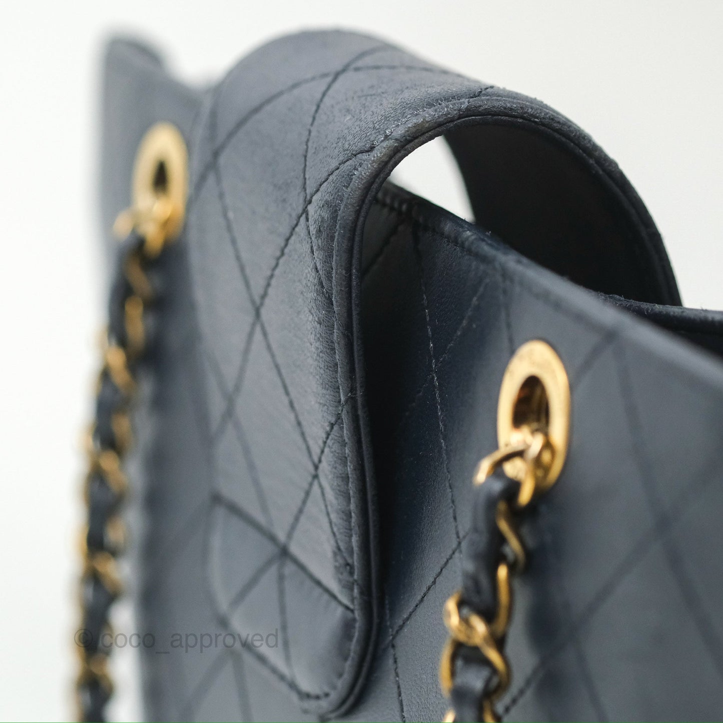 Chanel Medium Around The Corner Shopping Tote Navy Lambskin