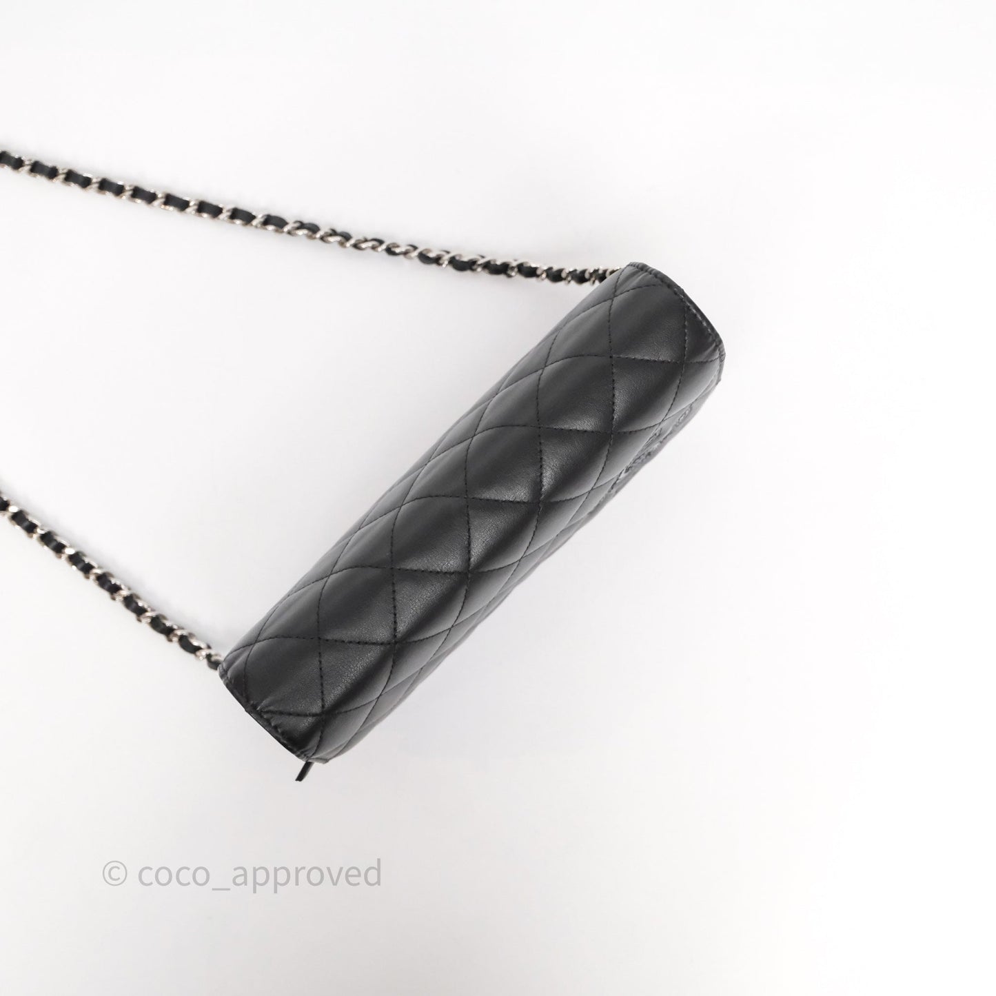 Chanel Cambon Line Wallet On Chain Black Lambskin Bag Silver Hardware
