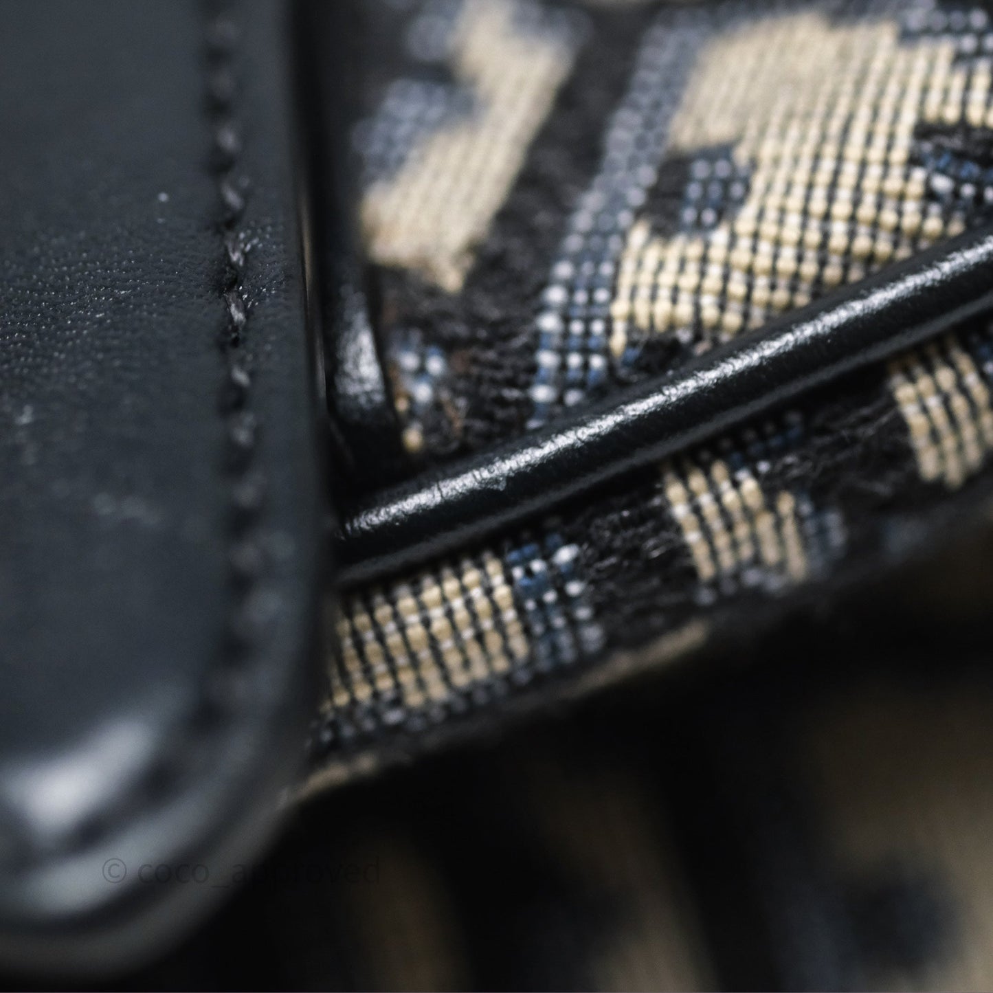 Christian Dior Saddle Bag Blue Oblique Jacquard Gold Hardware