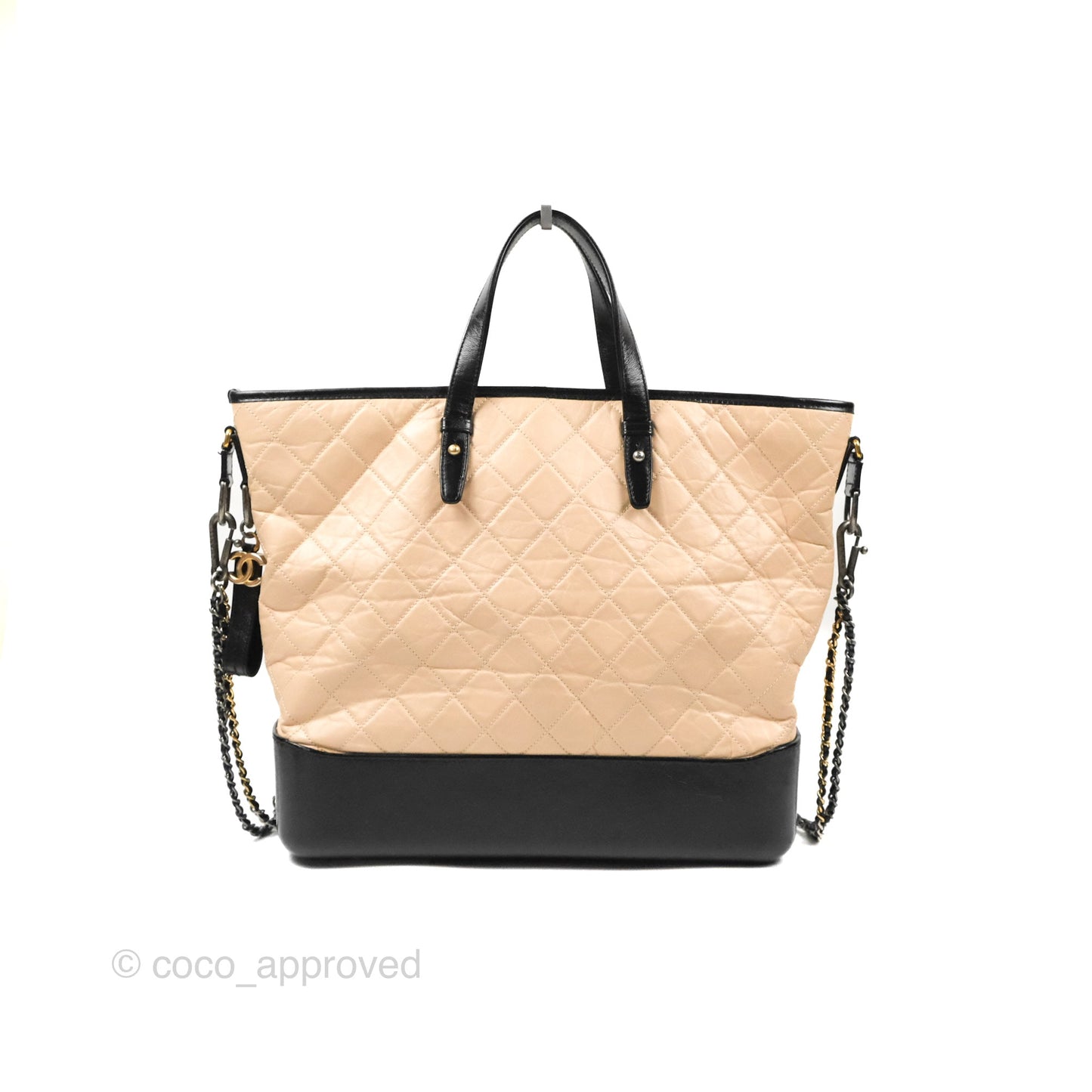 Chanel Large Gabrielle Shopping Tote Quilted Beige Aged Calfskin