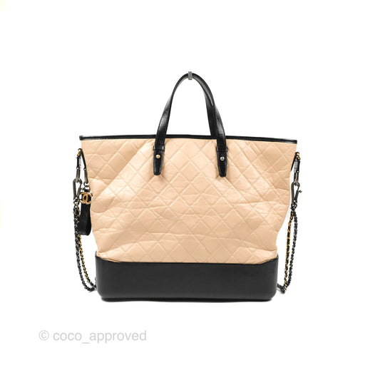 Chanel Large Gabrielle Shopping Tote Quilted Beige Aged Calfskin