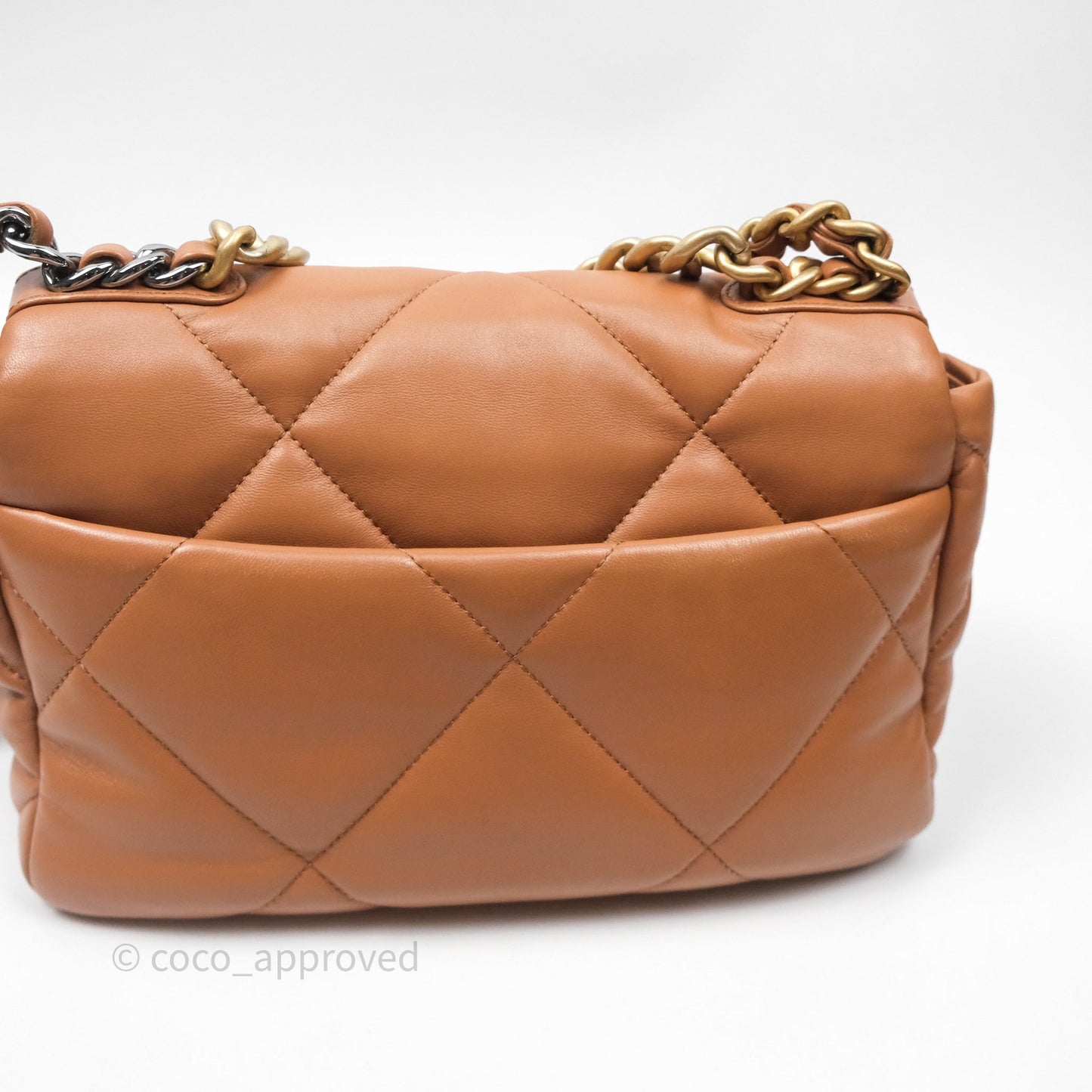 Chanel 19 Small Caramel Dark Beige Brown Mixed Hardware
