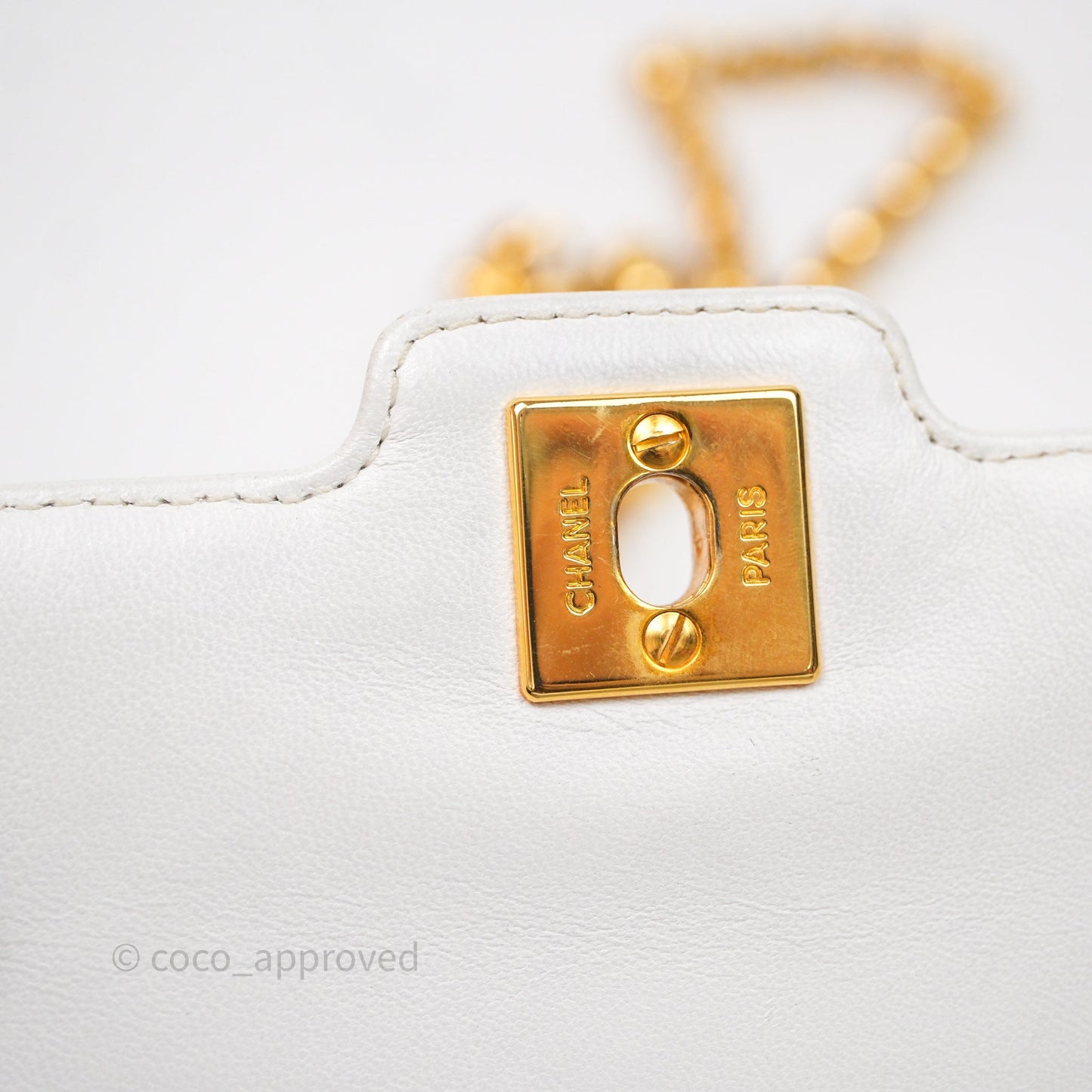 Chanel Vintage Mini Bijoux Chain Flap Bag White Gold Hardware