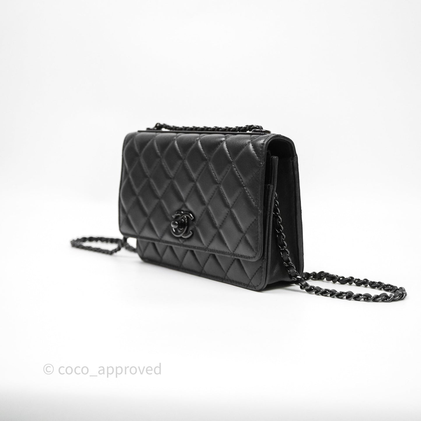 Chanel Quilted Trendy CC WOC Wallet On Chain So Black Lambskin