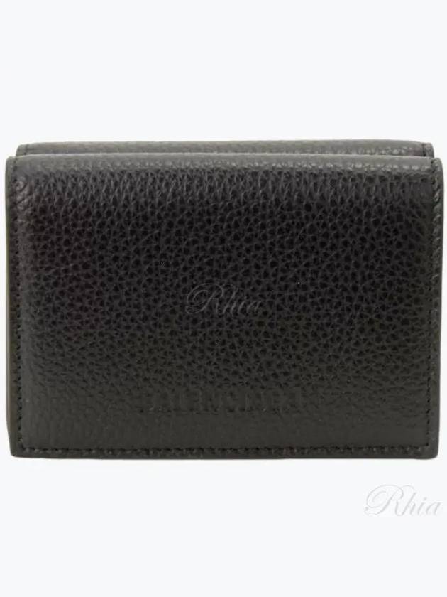 Luxury Balenciaga Essential Small Grained Leather Half Wallet Black