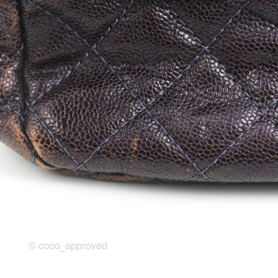 Chanel Jumbo Easy Flap Bag Caviar Dark Purple Ruthenium Hardware