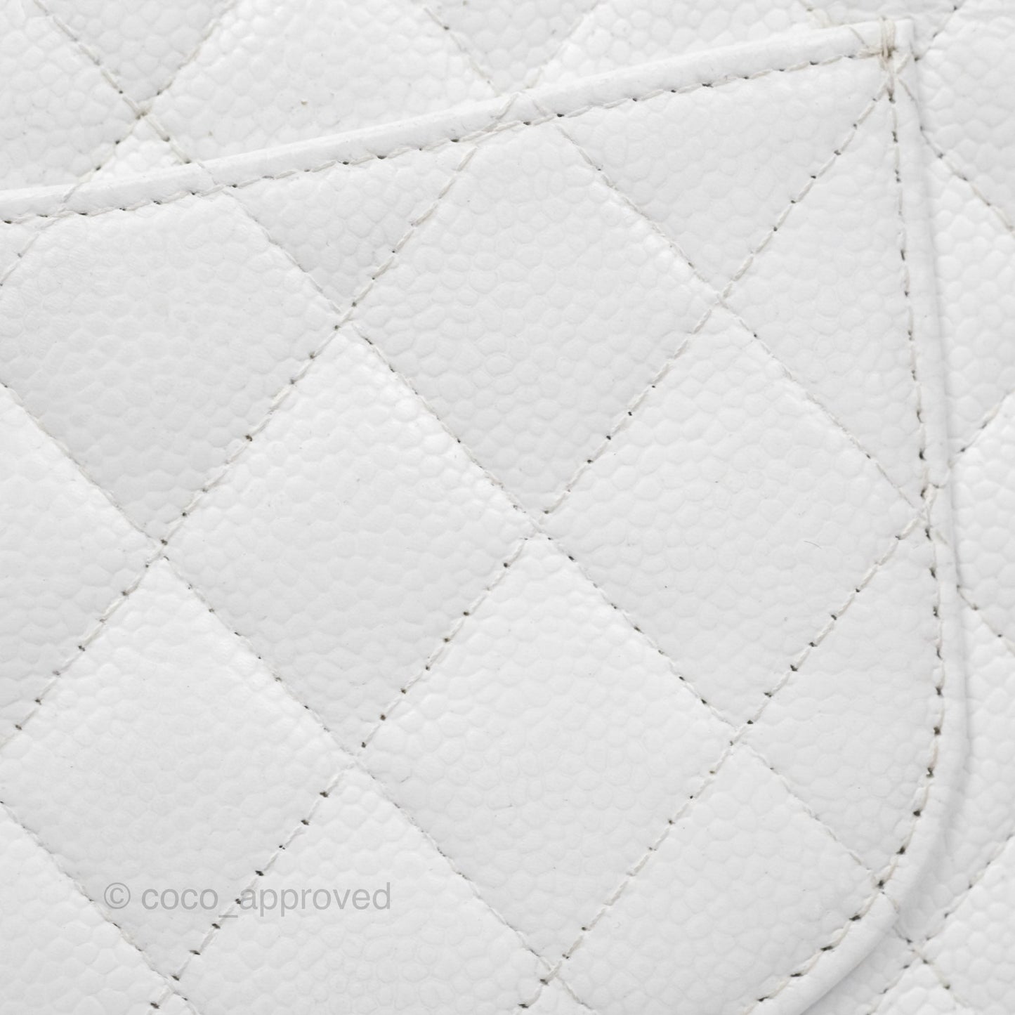 Chanel Classic M/L Medium Double Flap White Caviar Silver Hardware