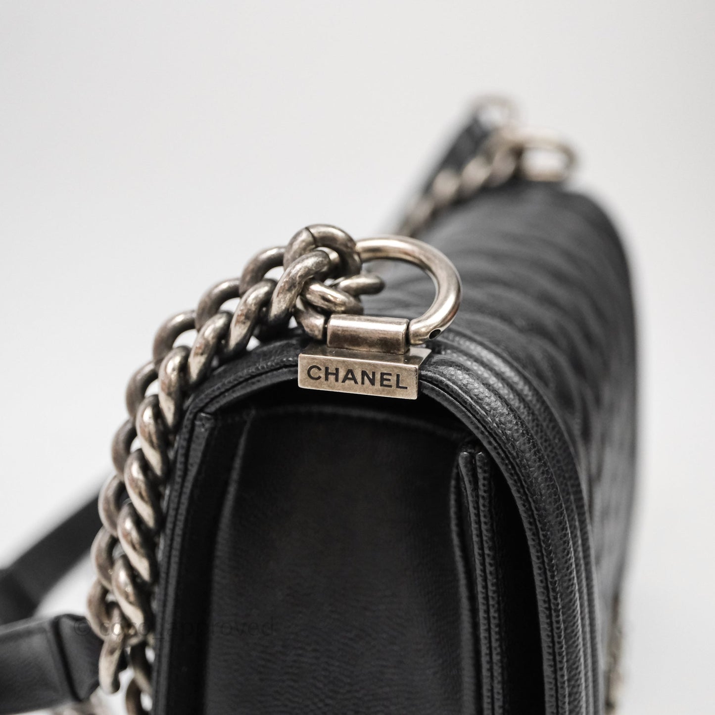 Chanel Quilted Medium Boy Black Caviar Ruthenium Hardware