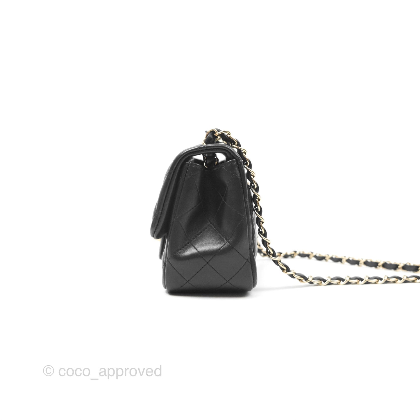 Chanel Mini Square Quilted Black Lambskin Gold Hardware