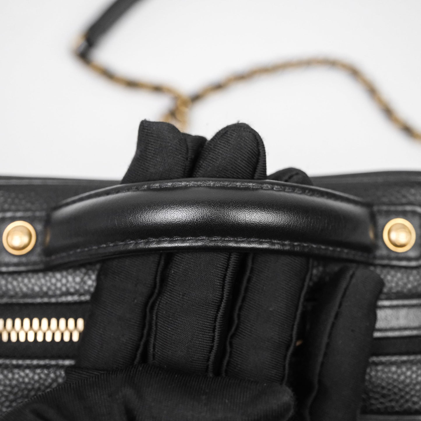 Chanel Quilted Small CC Filigree Vanity Case Black Caviar Aged Gold Hardware