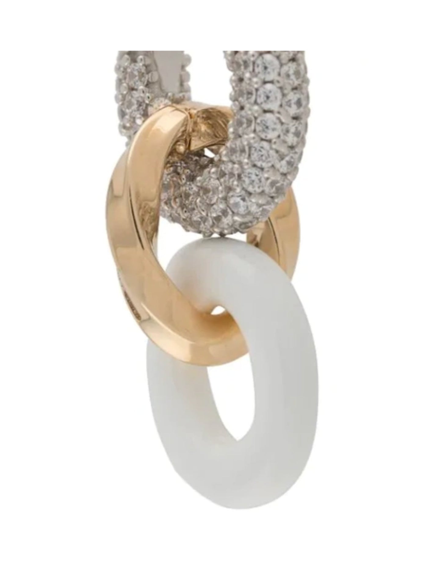 Luxury Bottega Veneta Silver And Gold-Tone, Enamel And Crystal Earrings In White