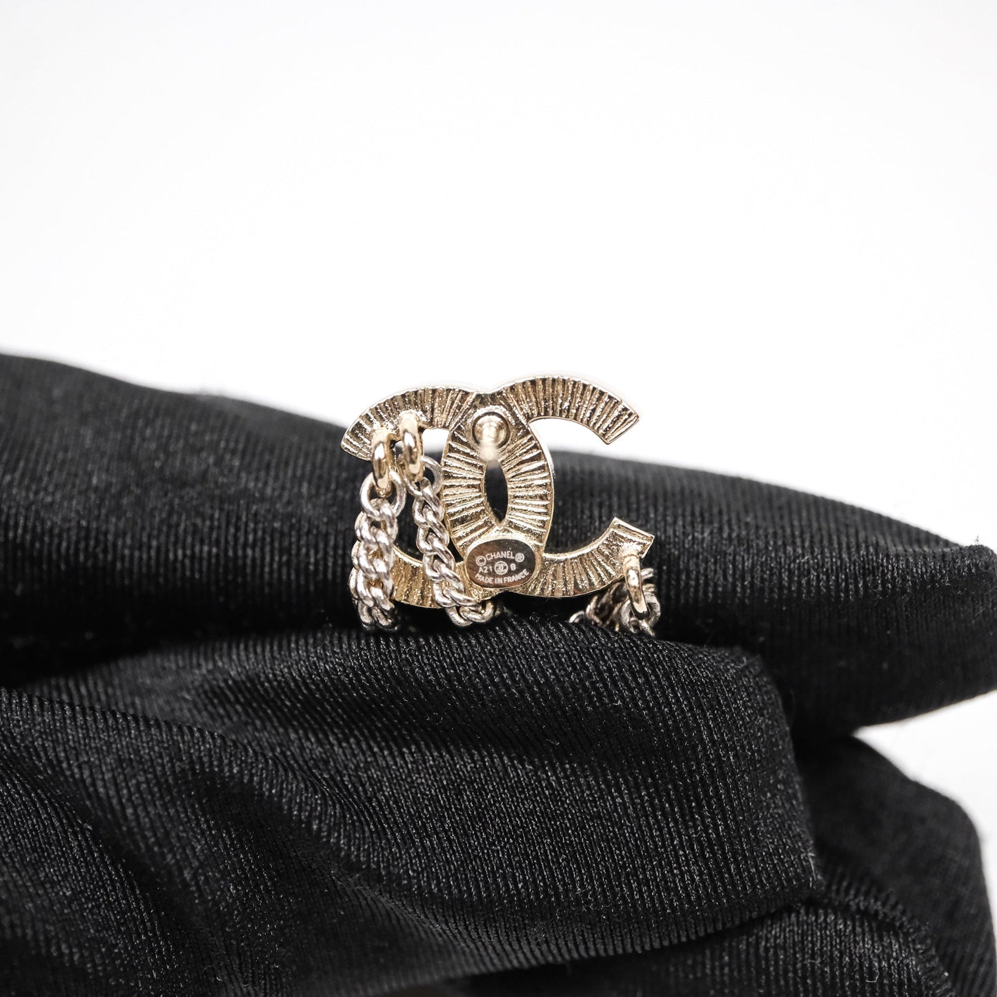 Chanel Crystal CC Chain Pendant Earrings 21B