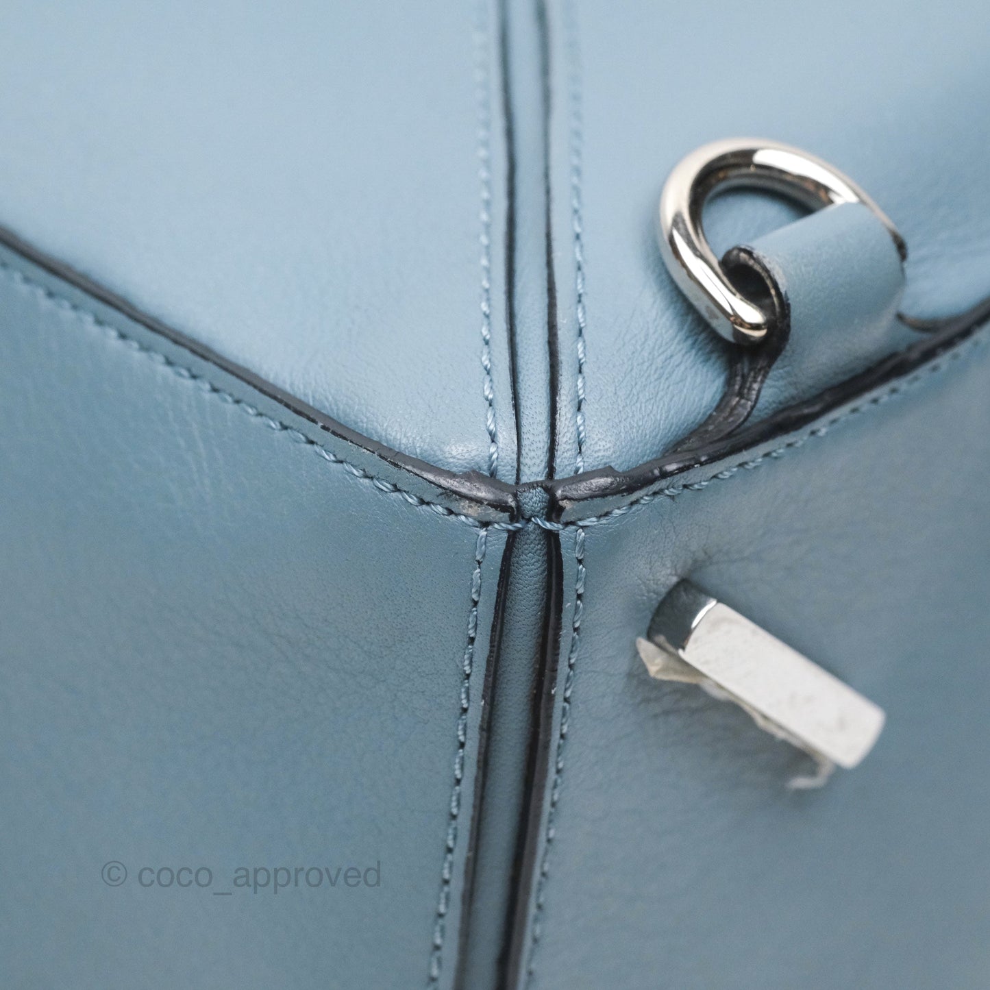 Loewe Medium Puzzle Bag Blue Calfskin Silver Hardware