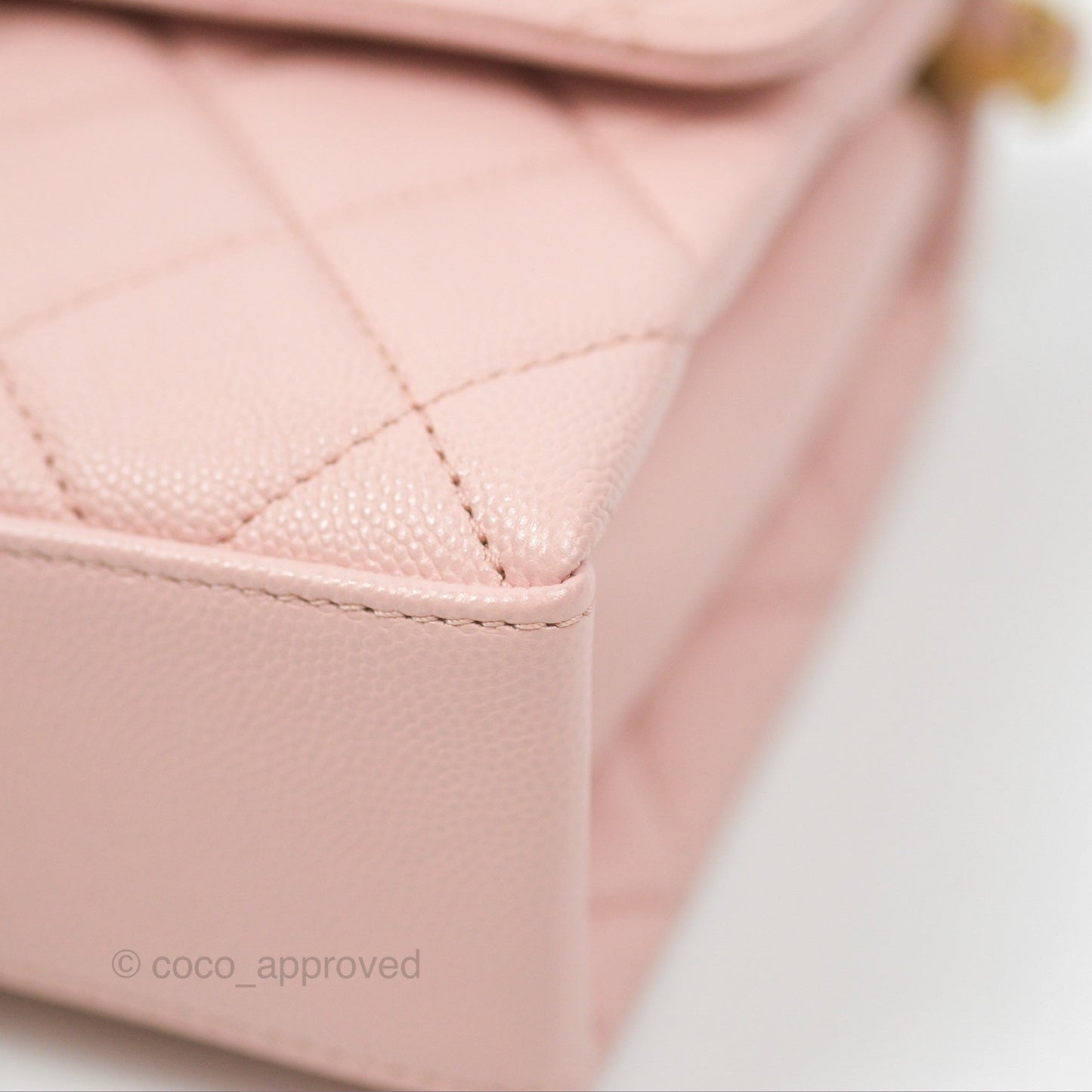 Chanel Carry Me Top Handle Flap Bag Pink Caviar Aged Gold Hardware 23S