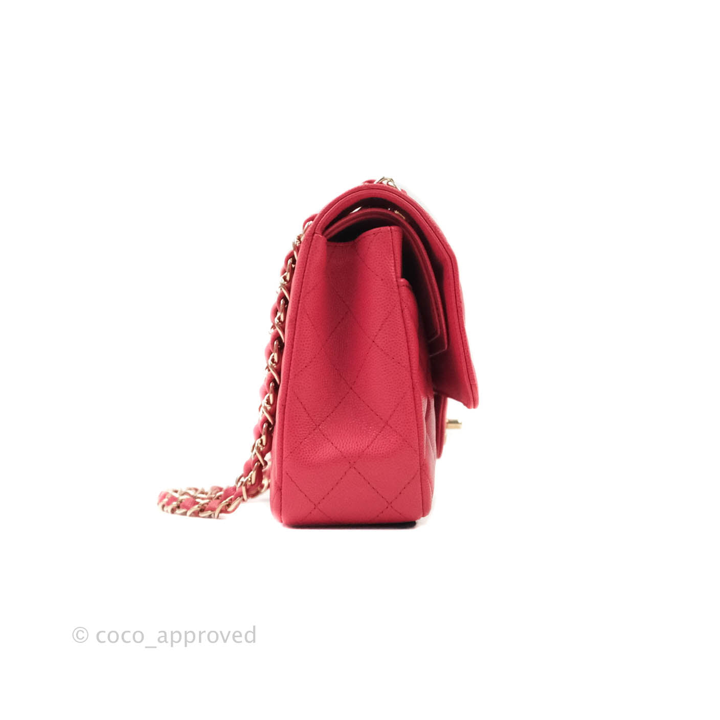 Chanel Classic M/L Medium Double Flap Dark Pink Caviar Gold Hardware