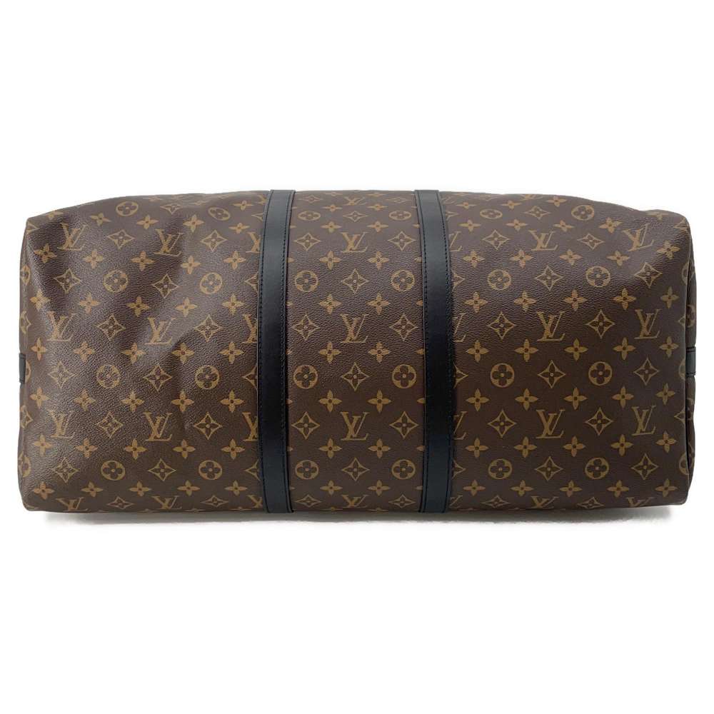 LOUIS VUITTON Keepall Bandouliere Bordeaux/Black M56714 Monogram Macassar Canvas Size 55