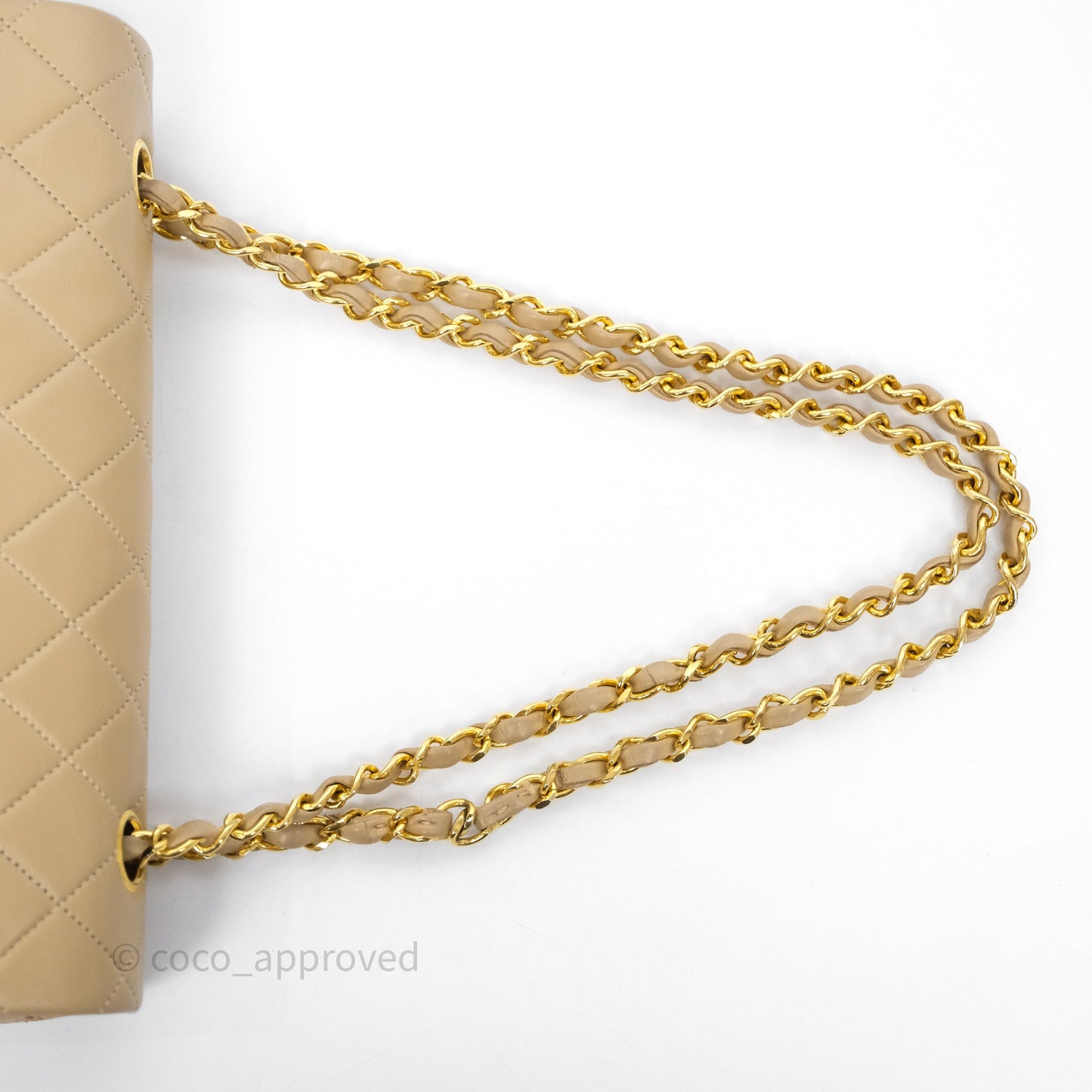 Chanel Vintage Medium Classic Flap Beige Lambskin 24K Gold Hardware