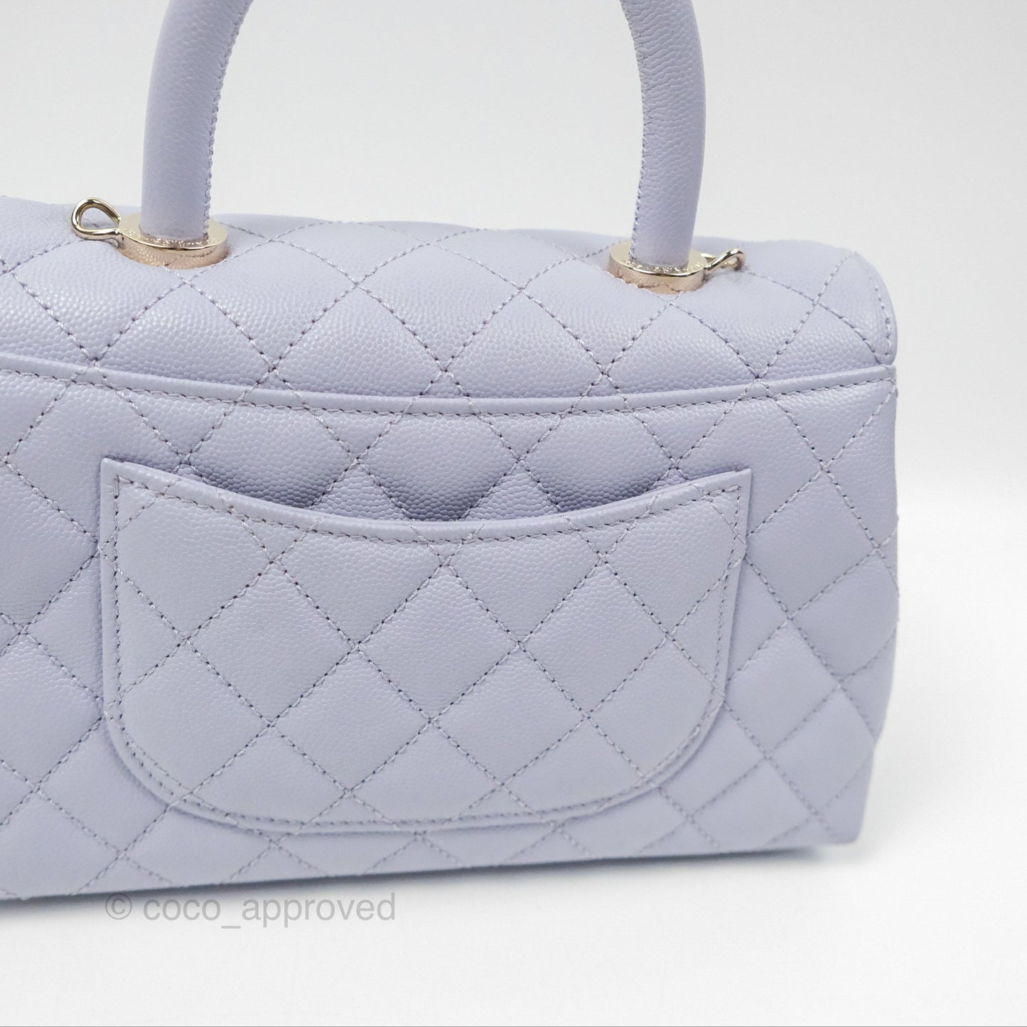 Chanel Small Coco Handle Quilted Purple Lilac Caviar Gold Hardware 21K