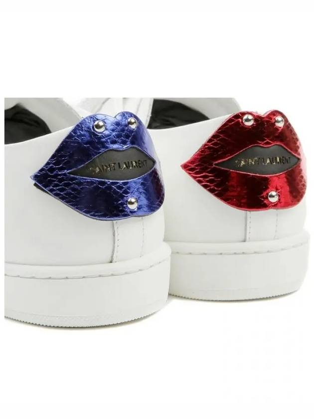 Luxury Saint Laurent Signature Court Classic Lips Leather Low Top Sneakers White