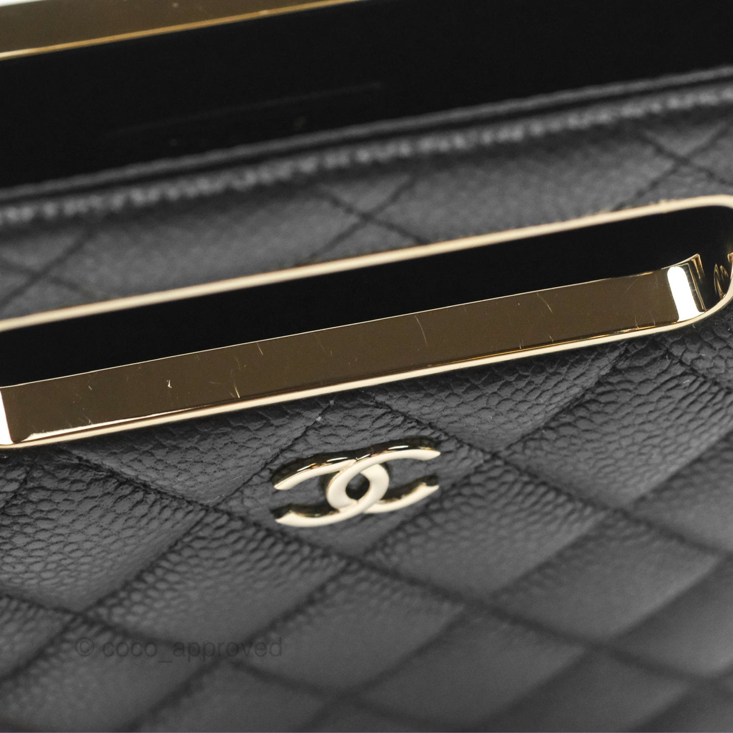 Chanel Evening Bag Caviar Black Gold Hardware 22S