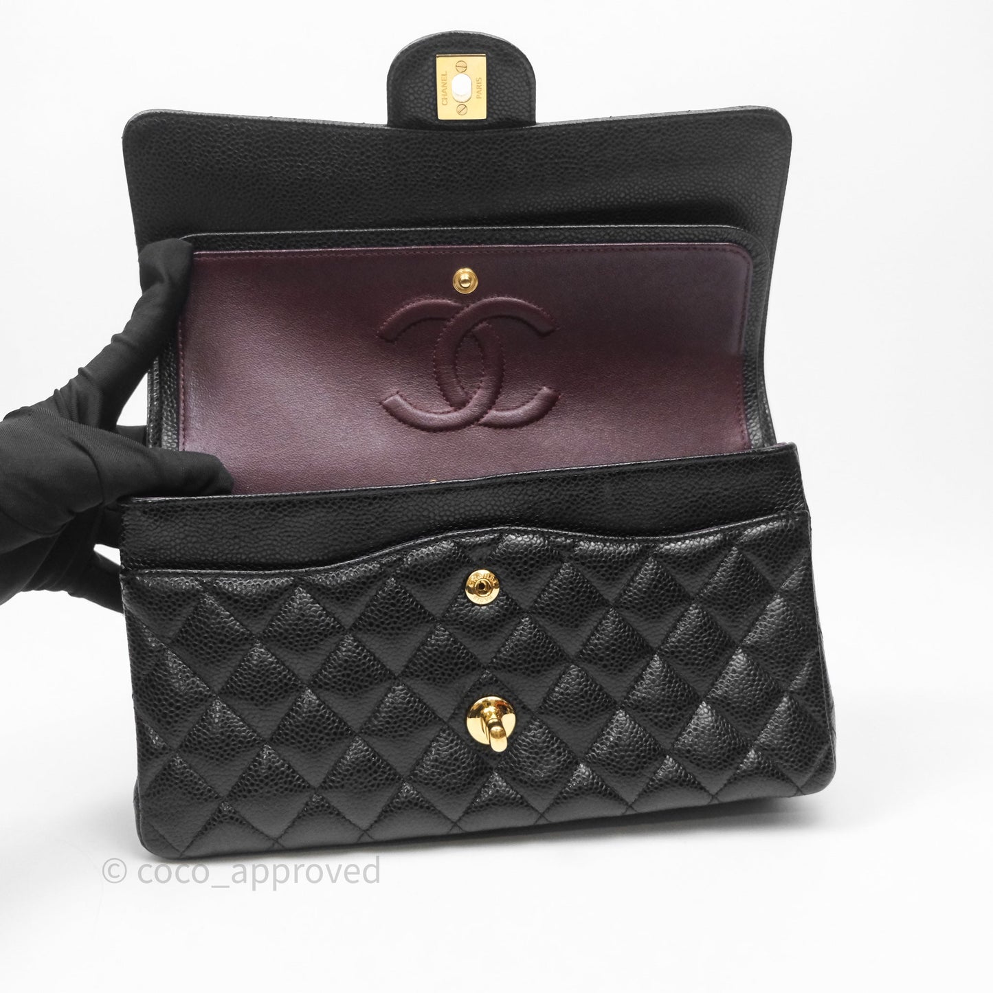 Chanel Classic Medium Flap Quilted Black Caviar Gold Hardware