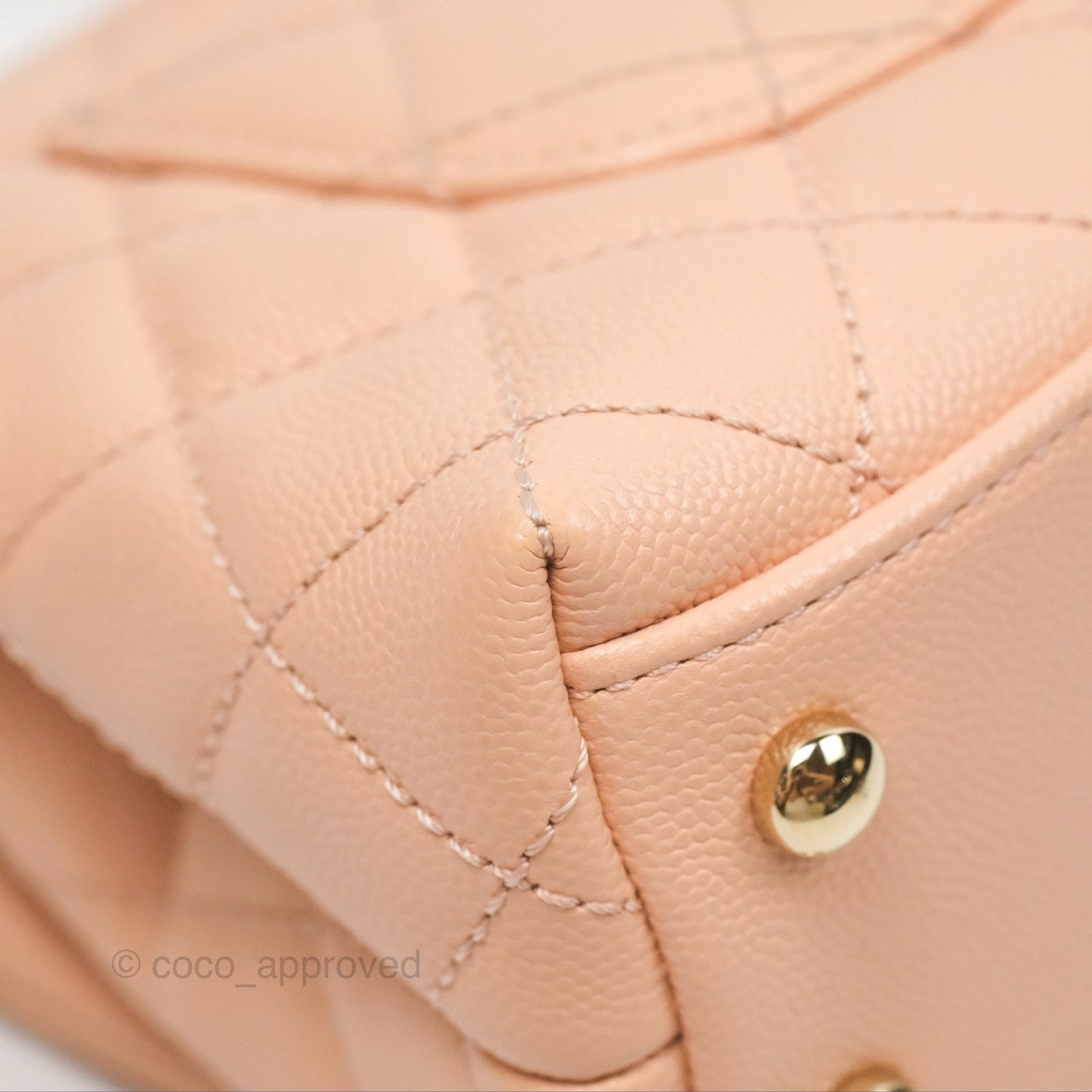 Chanel Quilted Mini Coco Handle Caviar Pink Beige Gold Hardware