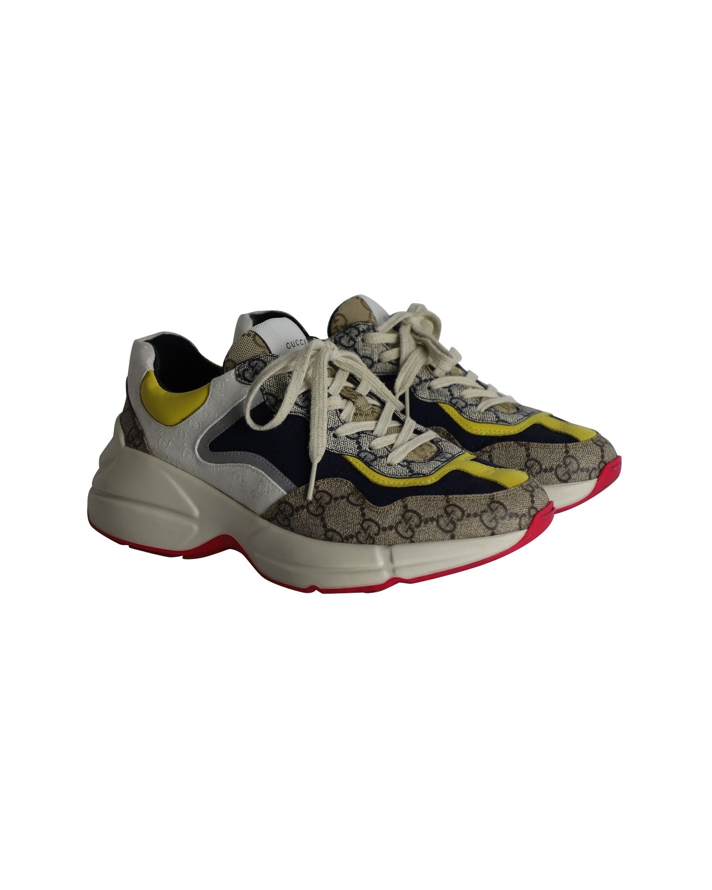 Luxury Gucci Trending 2025 Rhyton Sneakers in Multicolor Leather and Canvas