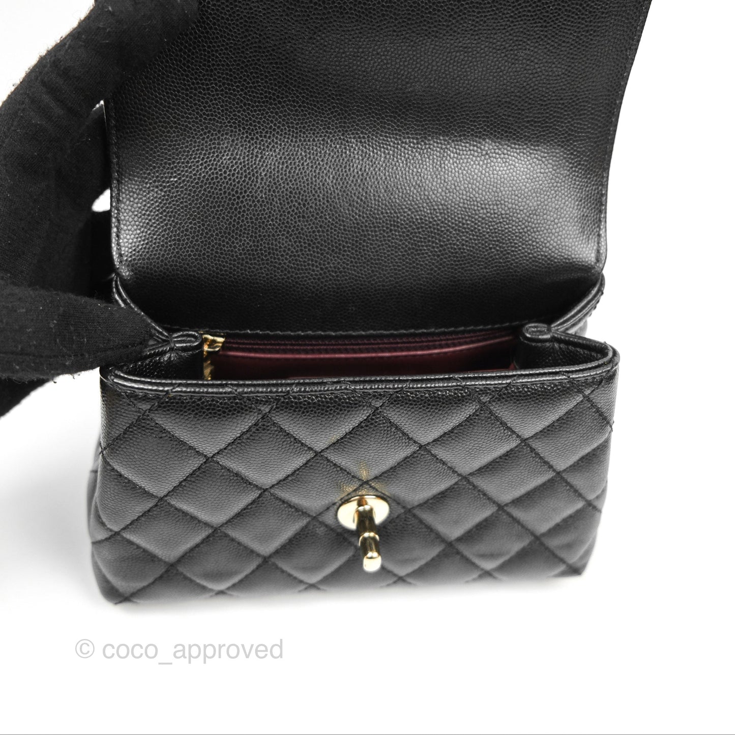 Chanel Mini Coco Handle Quilted Black Caviar Gold Hardware
