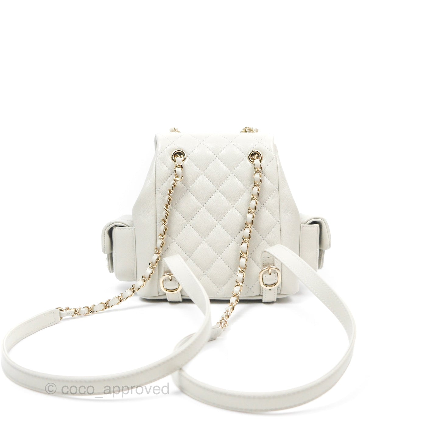 Chanel Small Duma Backpack Caviar Pale Grey Gold Hardware 23K