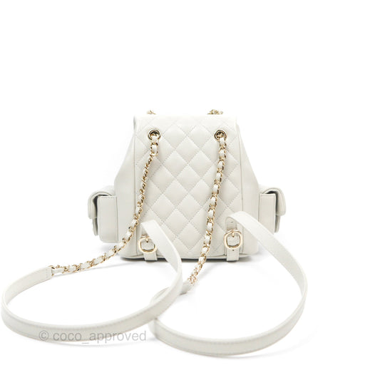 Chanel Small Duma Backpack Caviar Pale Grey Gold Hardware 23K