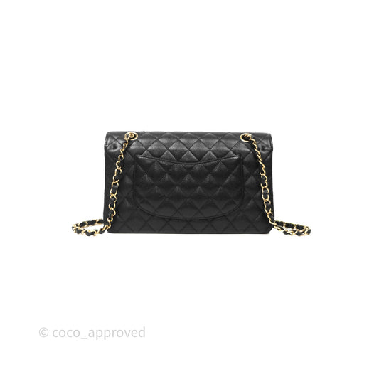 Chanel Classic M/L Medium Flap Quilted Black Caviar Gold Hardware