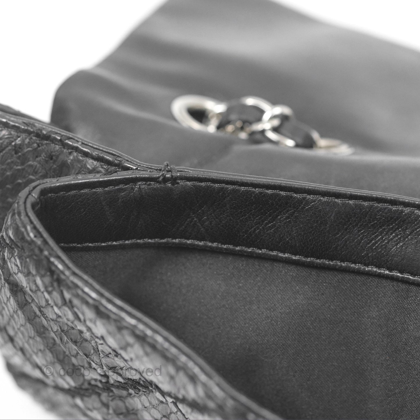 Chanel Quilted Ultimate Stitch Flap Bag Matte Python Black Silver Hardware