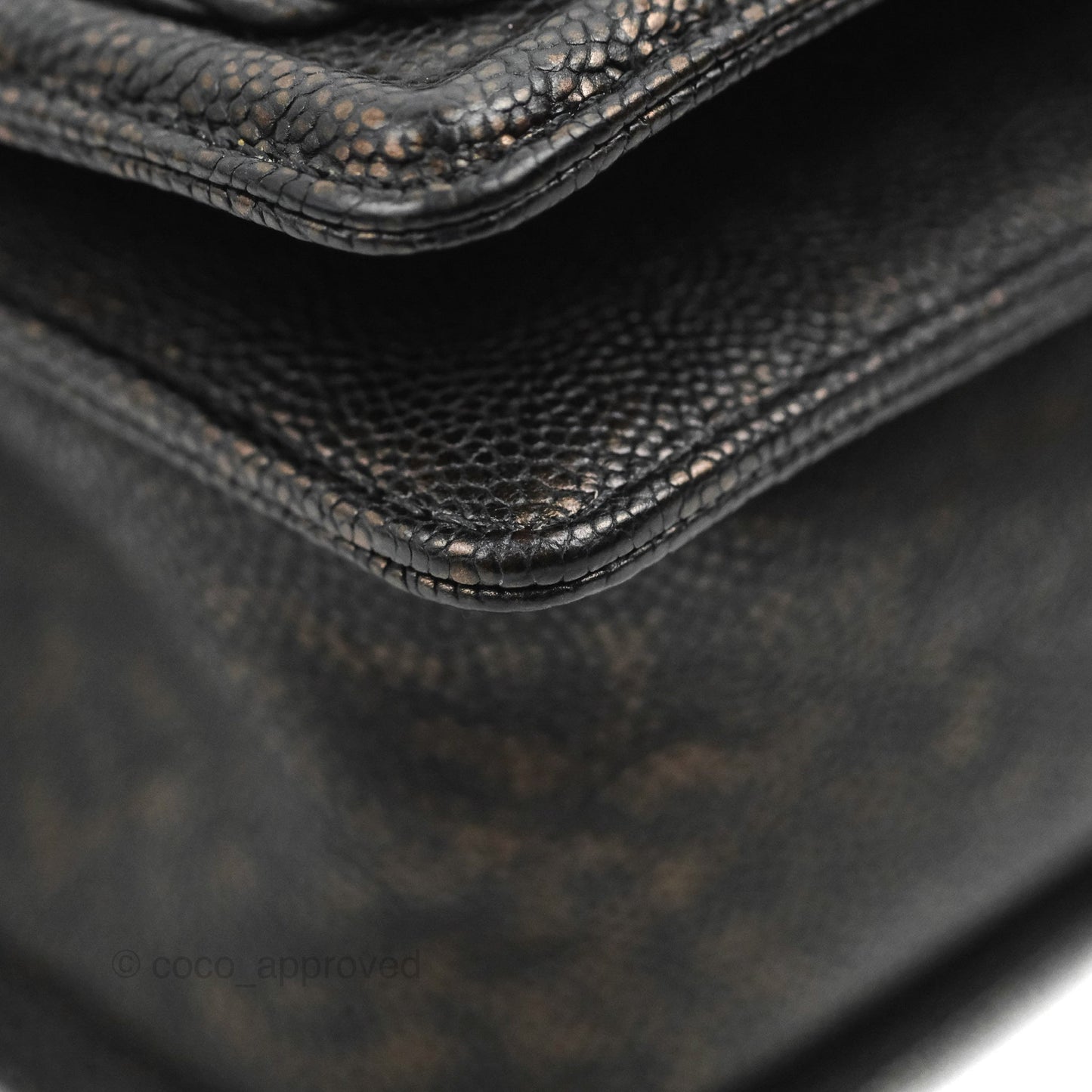 Chanel Medium Braid Around Boy Flap Patinated Caviar Chevron Black Aged Gold Hardware