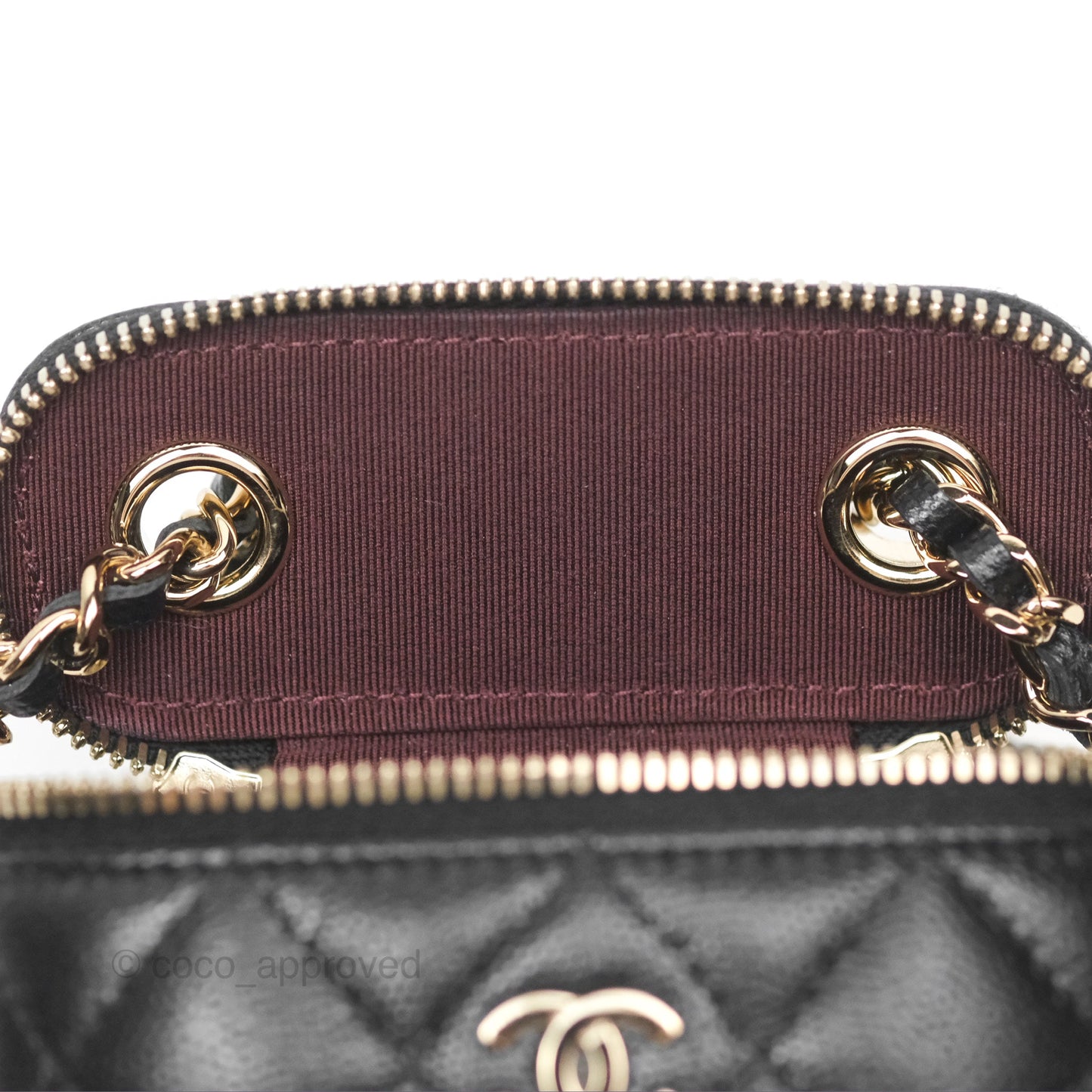Chanel Classic Mini Vanity With Chain Black Caviar Gold Hardware