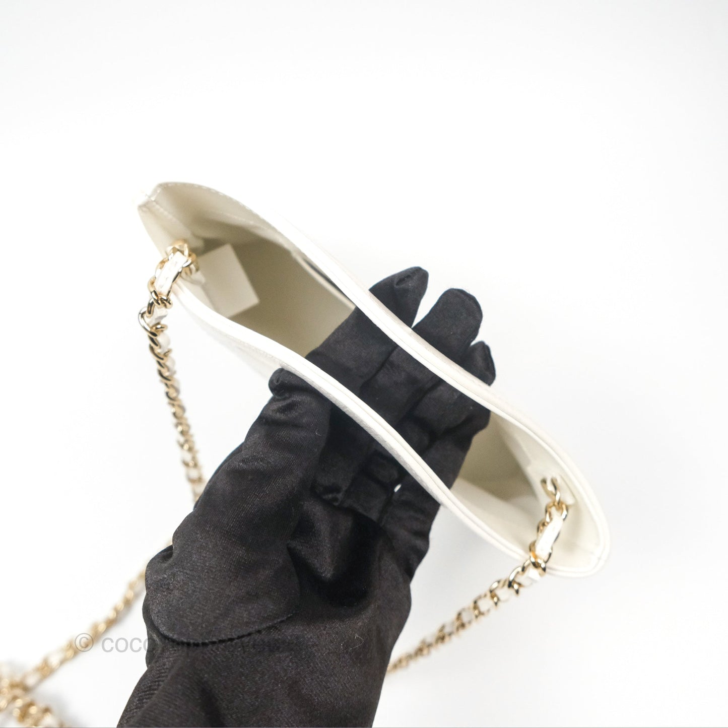 Chanel Nano 31 White Shiny Calfskin Gold Hardware