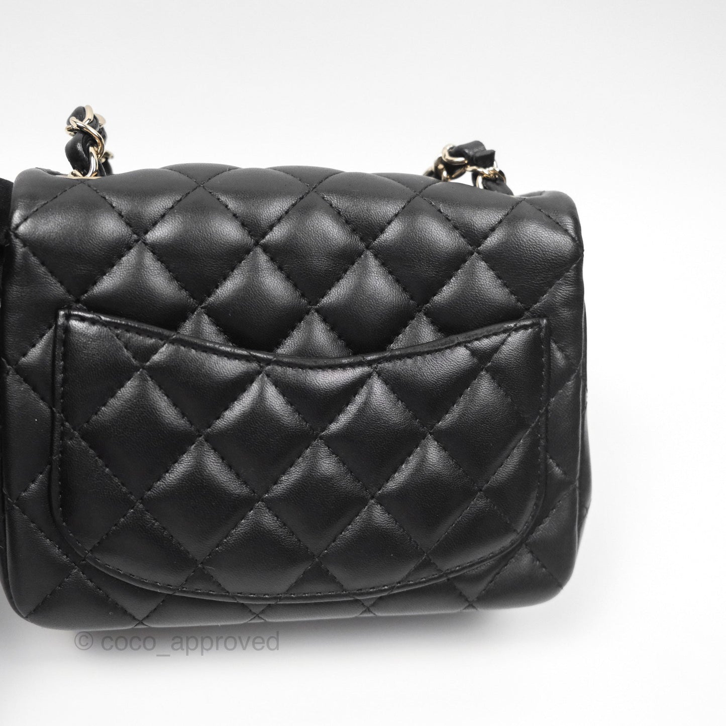 Chanel Quilted Mini Square Flap Black Lambskin Gold Hardware