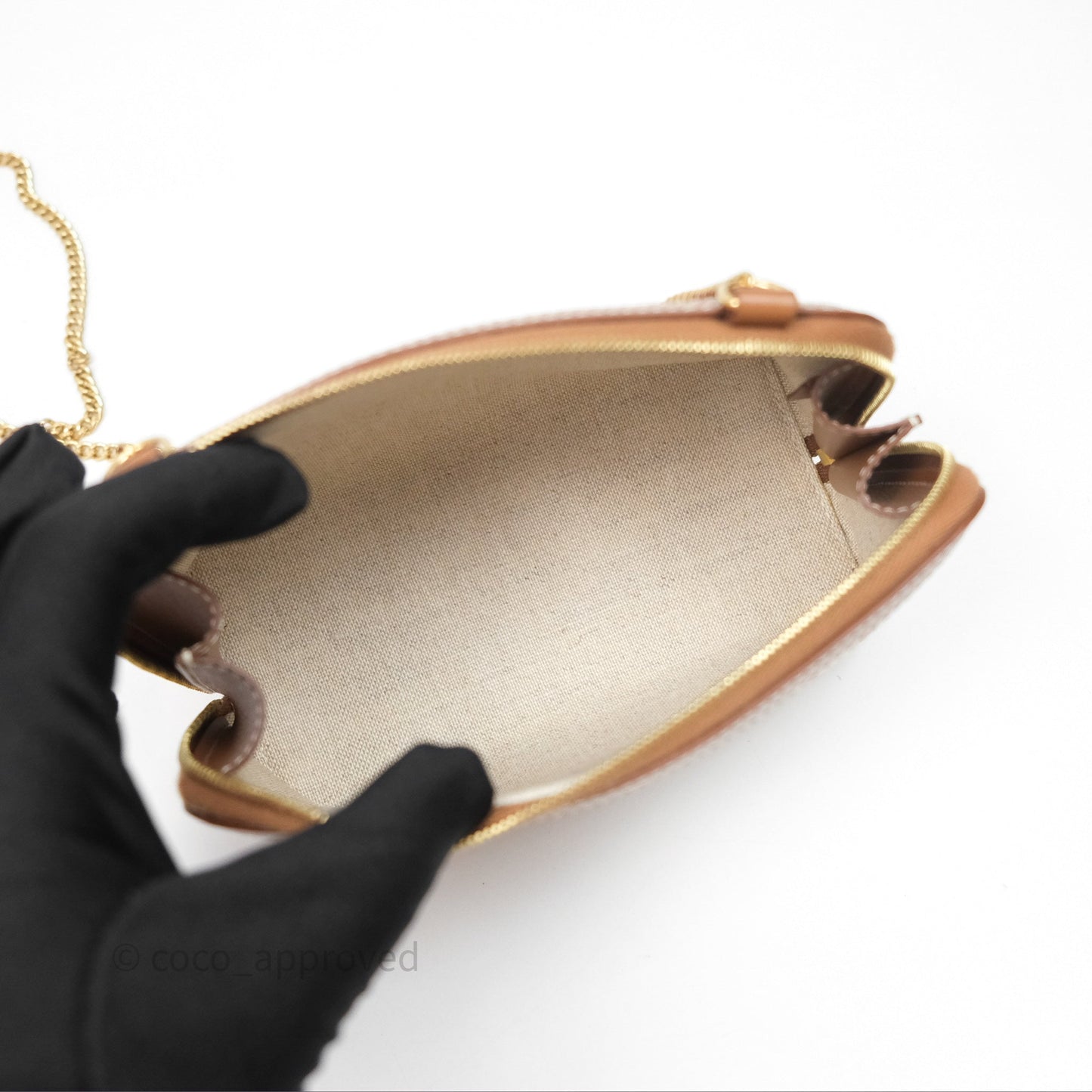 Celine Clutch With Chain in Triomphe Embroideries Red/ Ecru