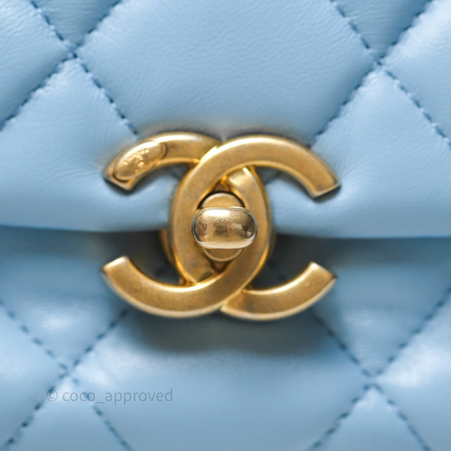 Chanel Small Flap Bag Blue Lambskin Gold and Lacquered Metal 22S