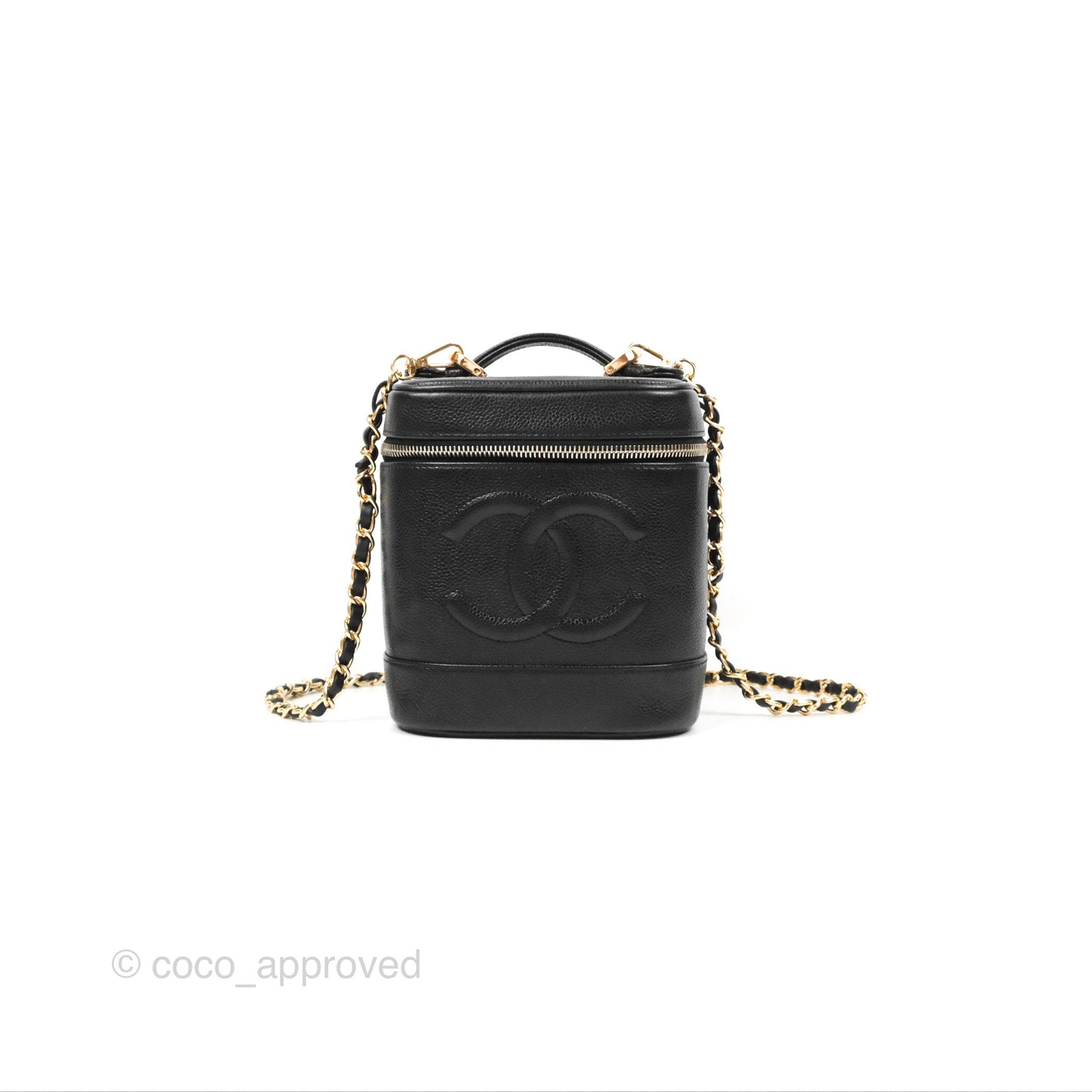 Chanel Vintage Vanity Case Black Caviar Gold Hardware