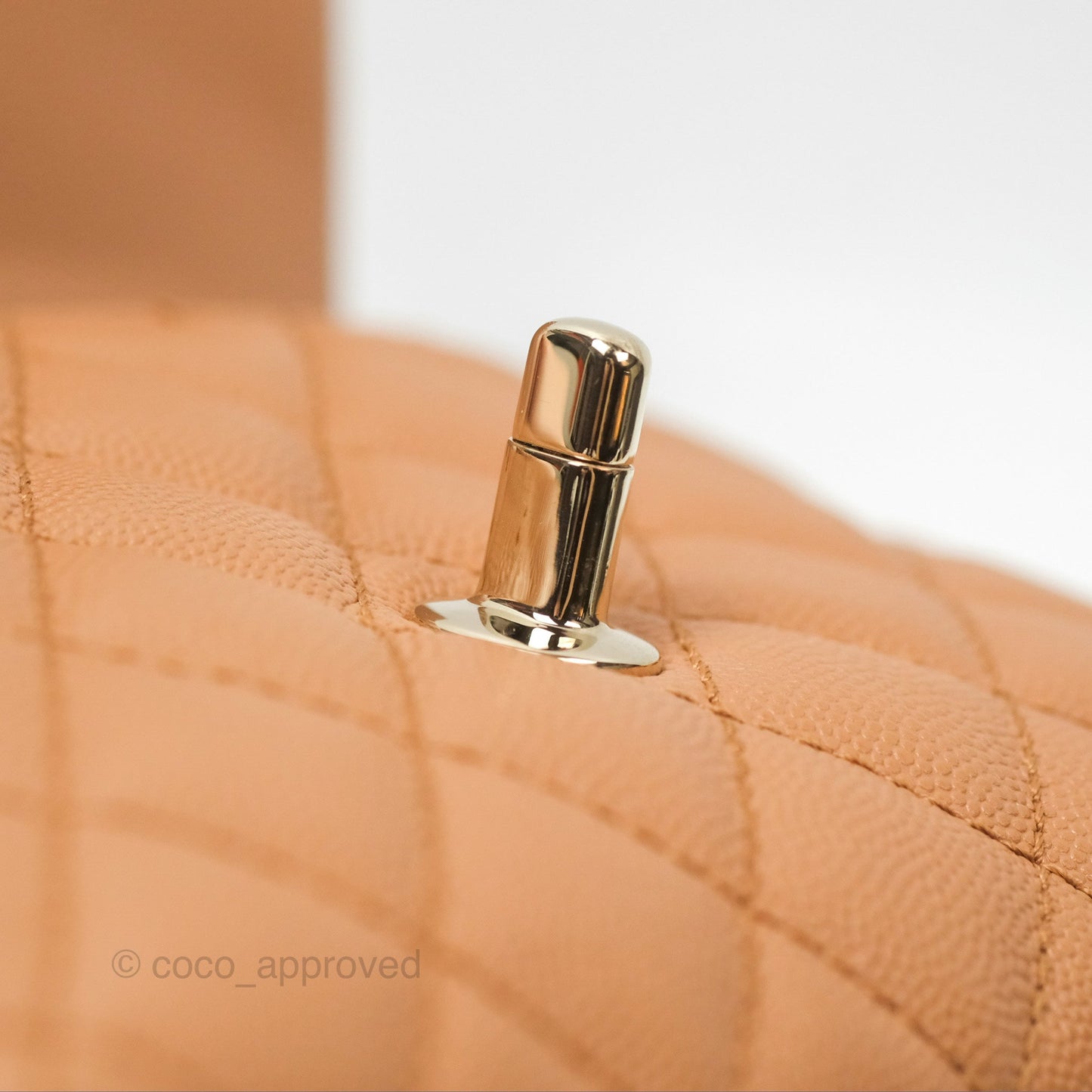 Chanel Mini Coco Handle Dark Beige Caviar Lizard Handle Gold Hardware