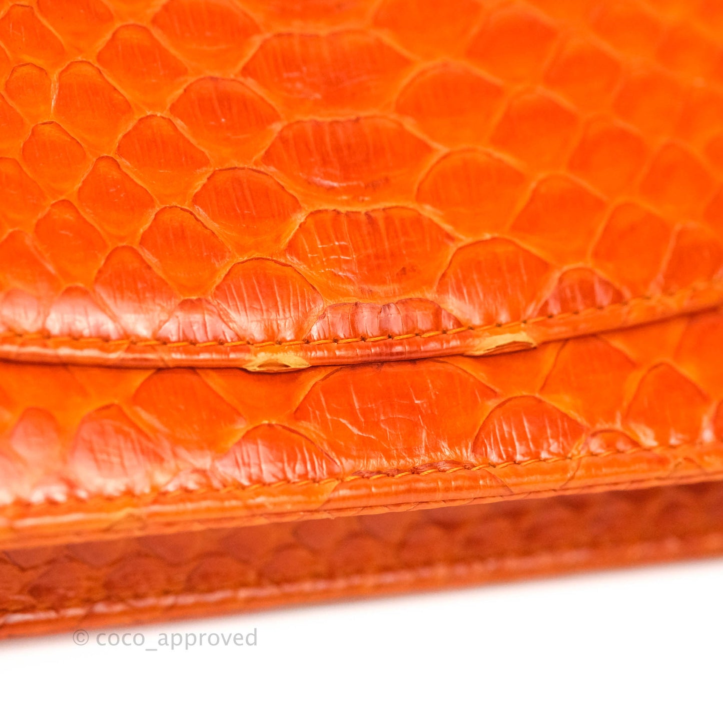 Chanel Wallet on Chain WOC Orange Python Aged Gold Hardware