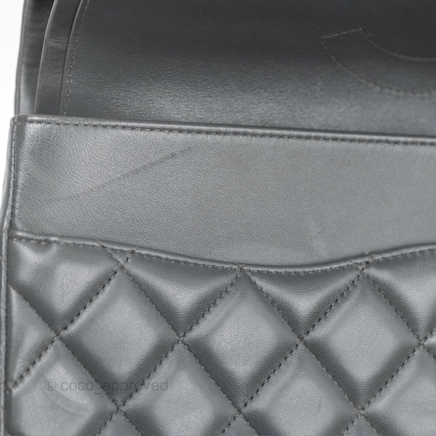 Chanel Jumbo Double Flap Dark Grey Lambskin Brushed Gold Hardware⁣⁣