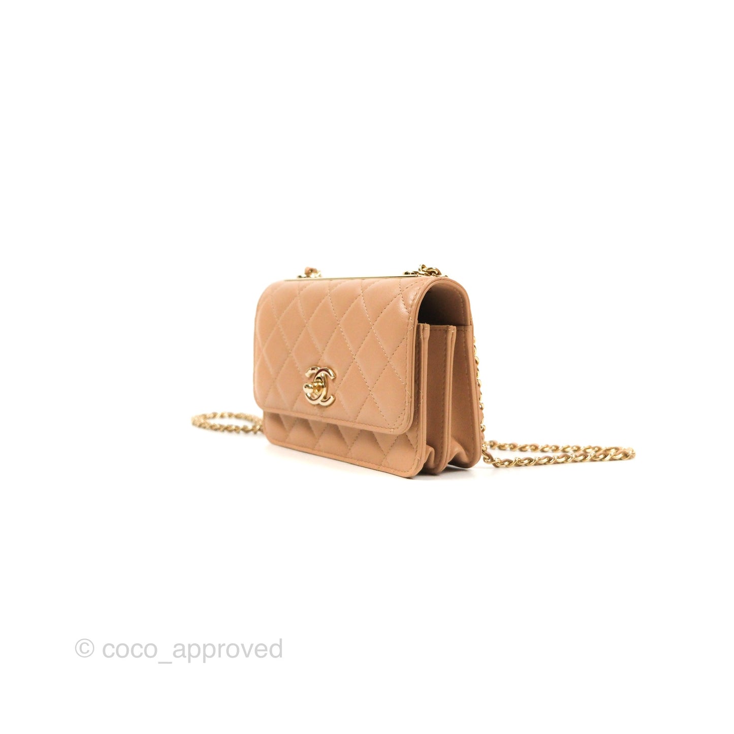 Chanel Mini Trendy WOC Beige Lambskin Gold Hardware 22B