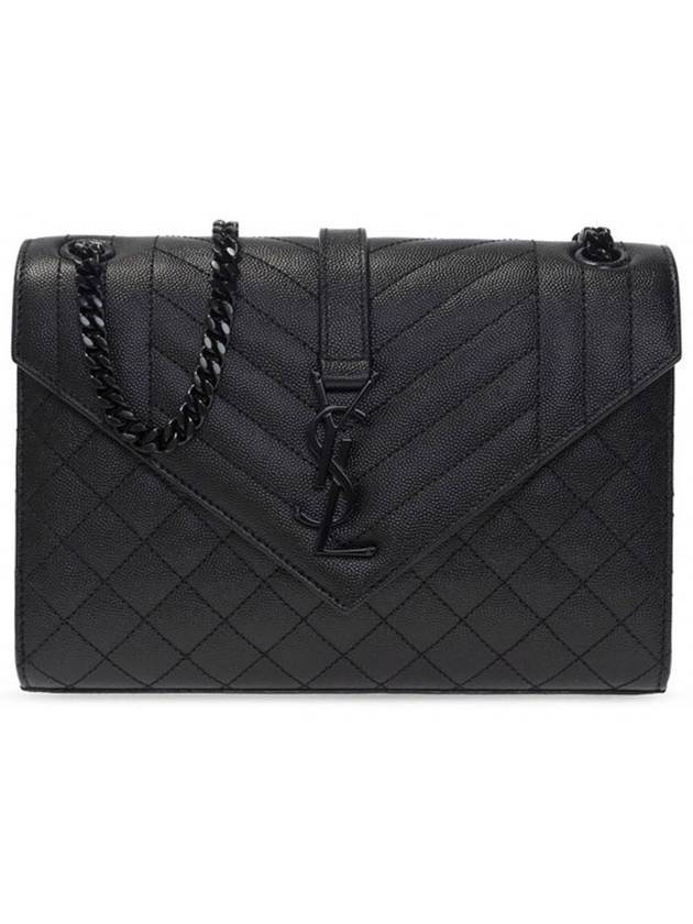 Luxury Saint Laurent Monogram Envelope Medium Shoulder Bag Black