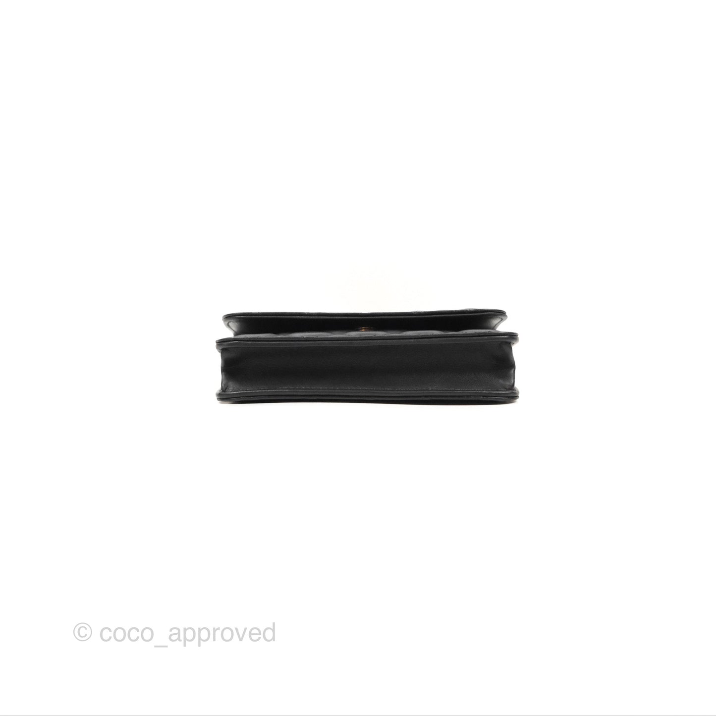 Chanel Mini WOC Phone Holder with Camellia Adjustable Chain Black Lambskin