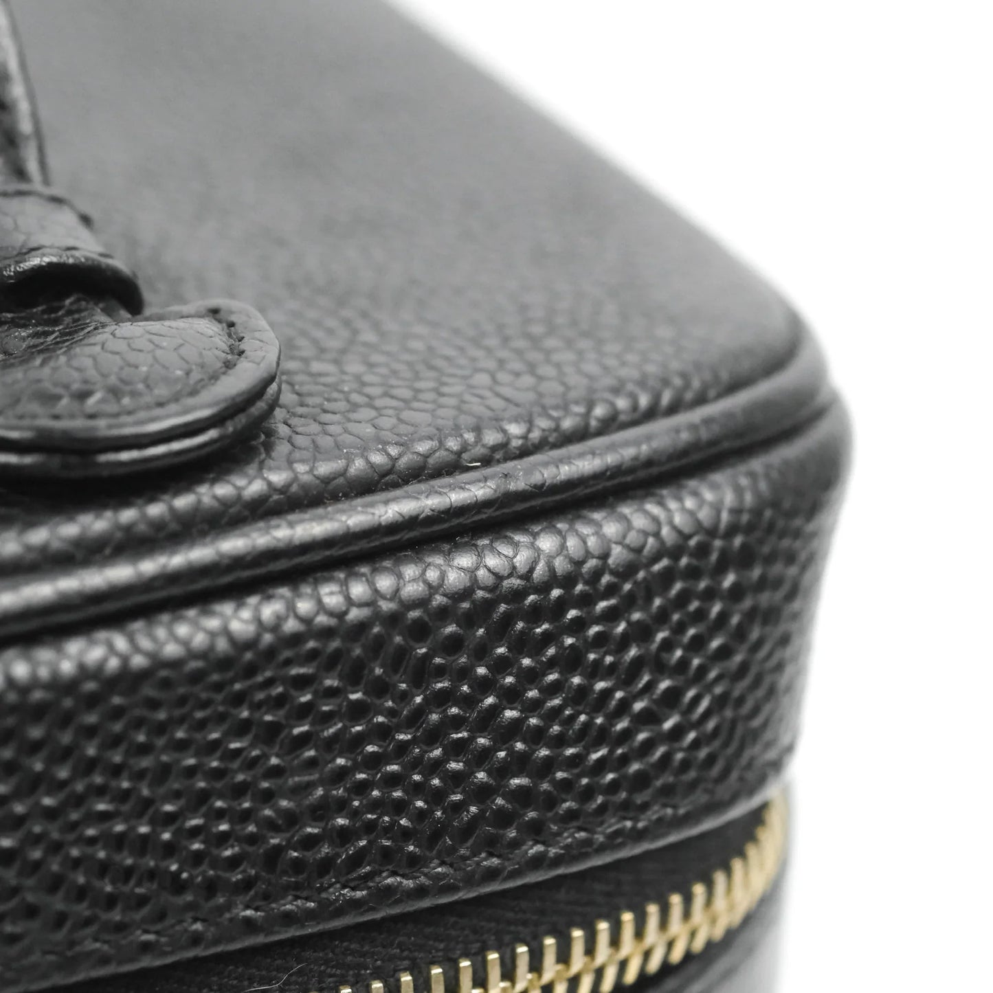 Chanel Vintage Vanity Case Black Caviar Gold Hardware
