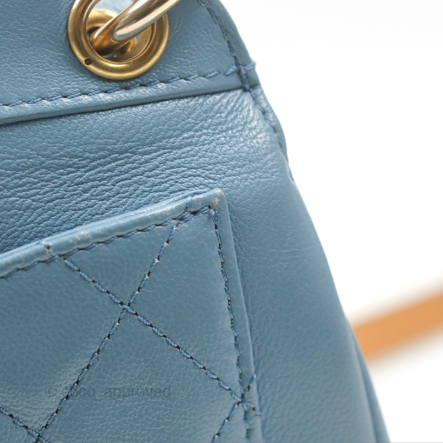 Chanel Curved Flap Bag Blue Lambskin Aged Gold Hardware