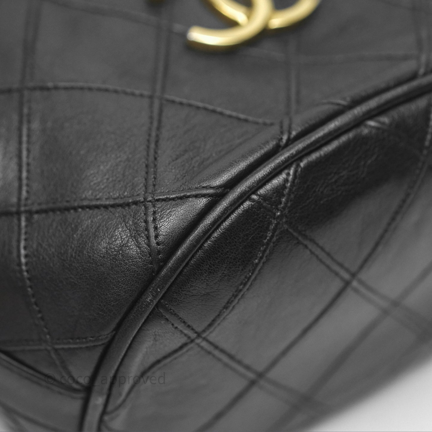 Chanel Vintage Mini CC Bucket Bag Black Lambskin Gold Hardware