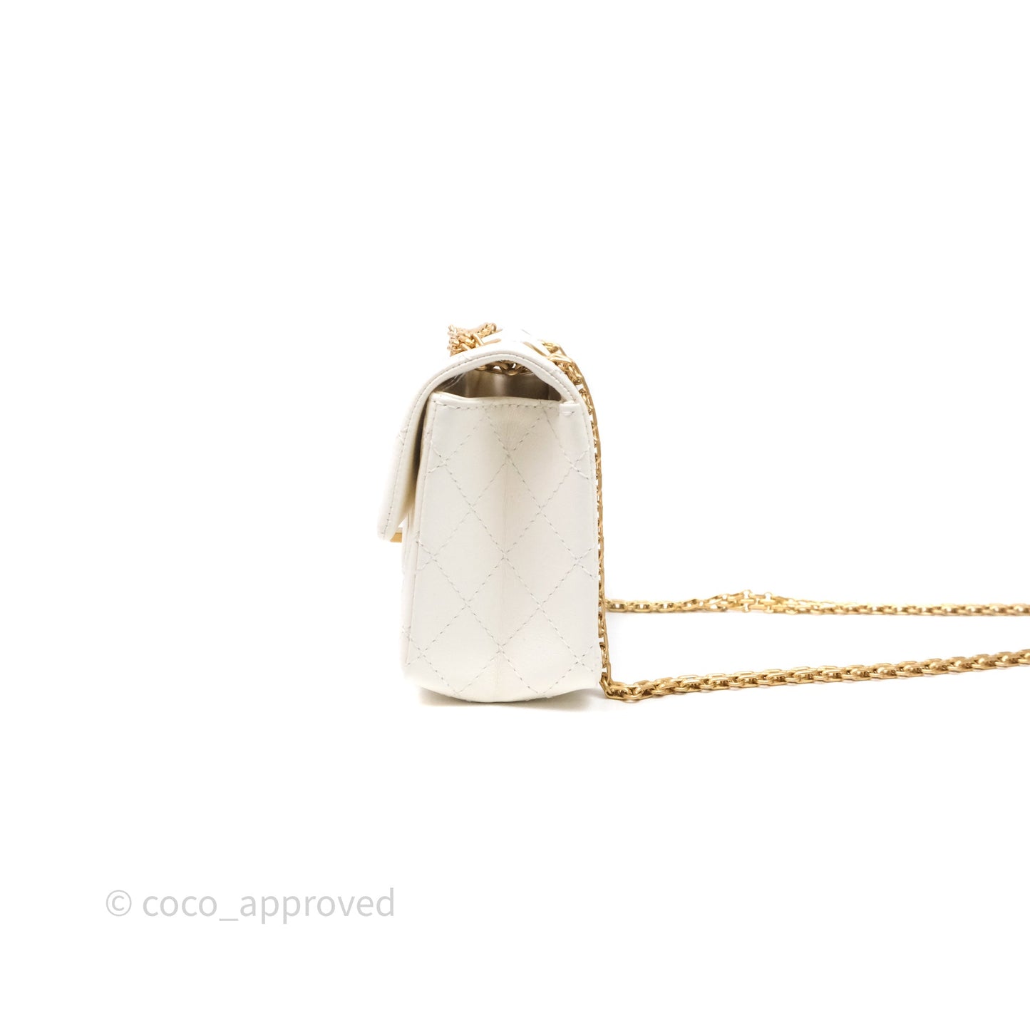 Chanel Mini Reissue 224 White Calfskin Aged Gold Hardware